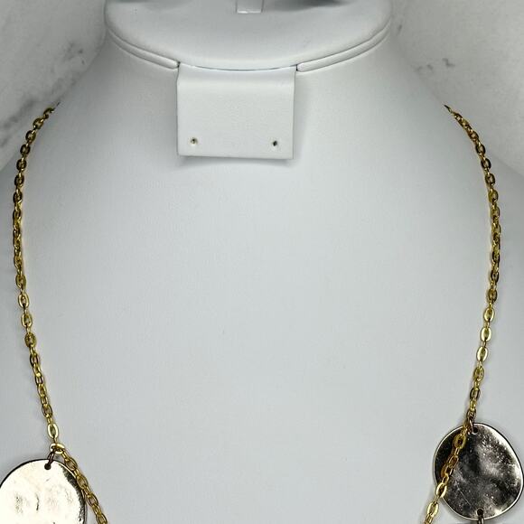 Gold Tone Rhinestone Charm Bib Necklace - Picture 4 of 12